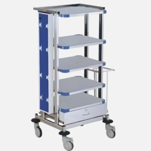Laparoscopic monitor trolley with shelves by Bharat Surgical Impex Gurugram