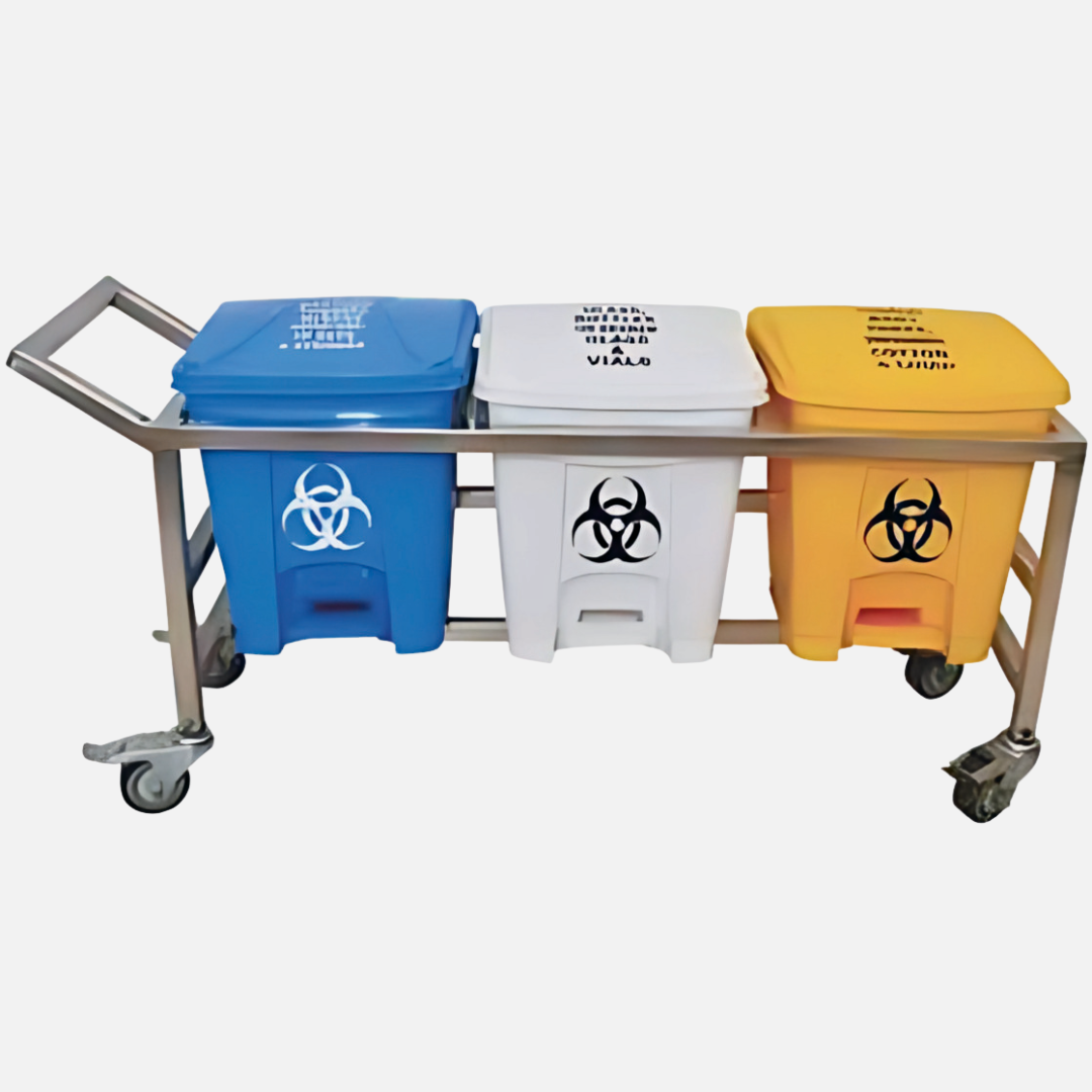 Biomedical waste segregation trolley with color coded bins by Bharat Surgical Impex Gurugram