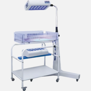Double surface neonatal phototherapy unit with baby cradle and fluorescent light system